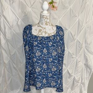 LOFT Navy and White Floral Dress